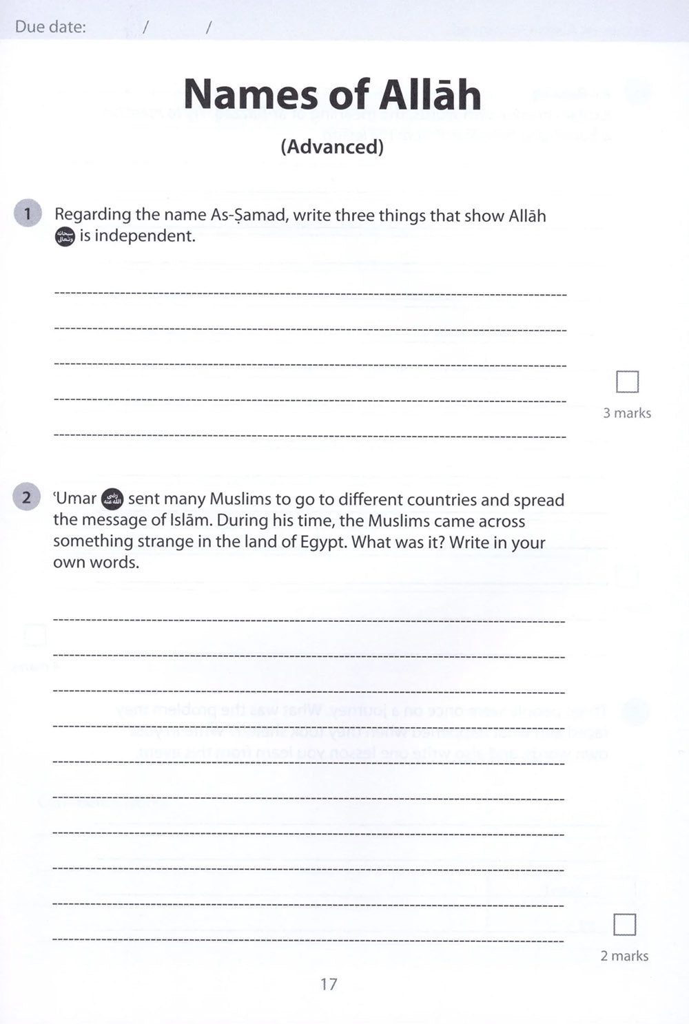 Safar Islamic Studies Workbook Level 3