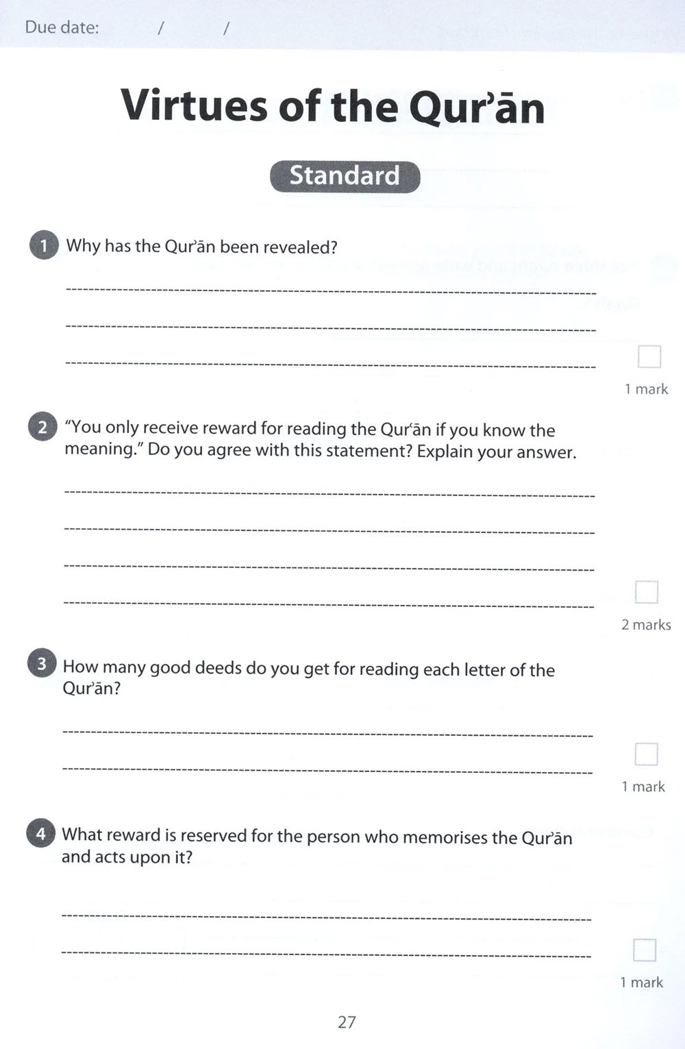 Safar Islamic Studies Workbook Level 6