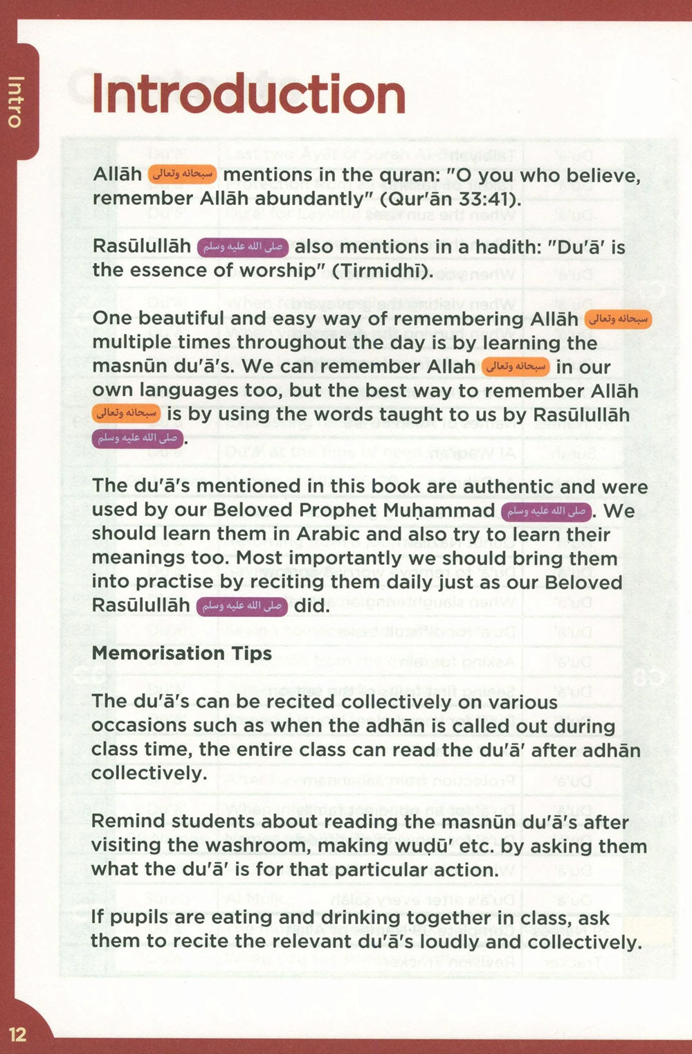 An Nasihah Islamic Curriculum Surah And Dua Level 1-8