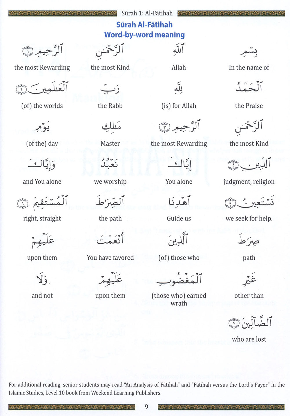Juz' Amma - For School Students - Without Transliteration - Weekend Learning