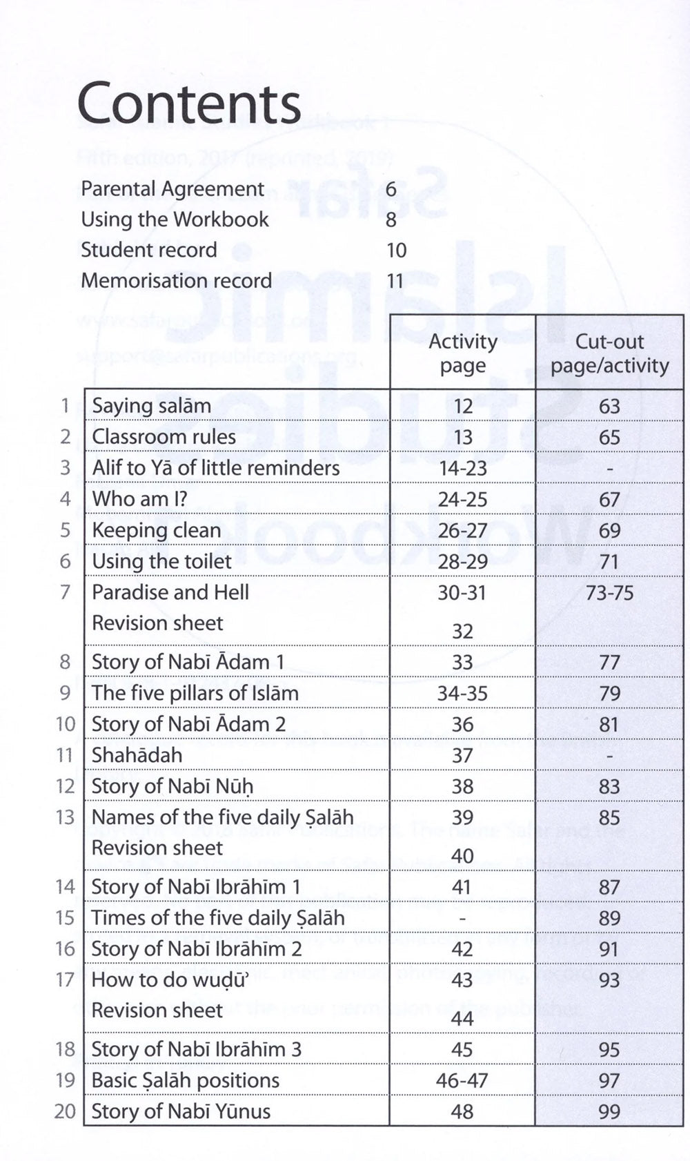 Safar Islamic Studies Workbook Level 1