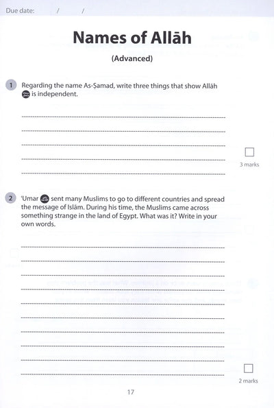 Safar Islamic Studies Workbook Level 3