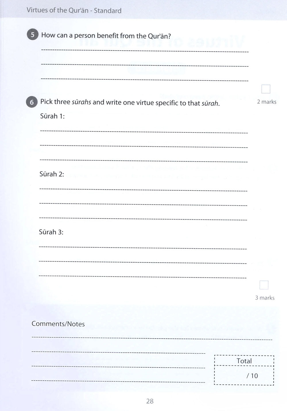 Safar Islamic Studies Workbook Level 6