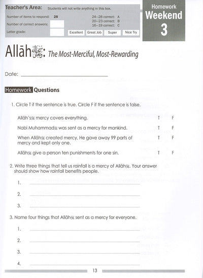 Weekend Learning Islamic Studies Workbook Level 3