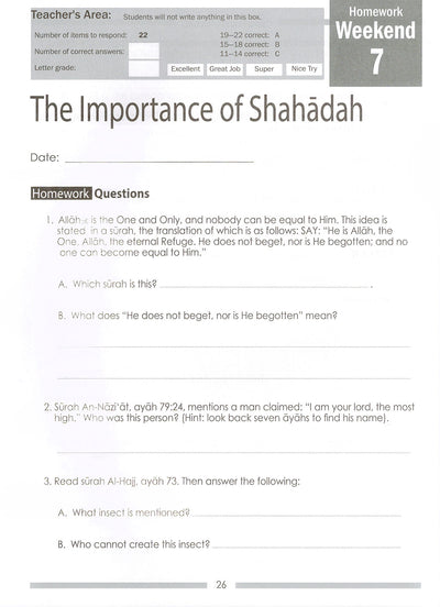 Weekend Learning Islamic Studies Workbook Level 6