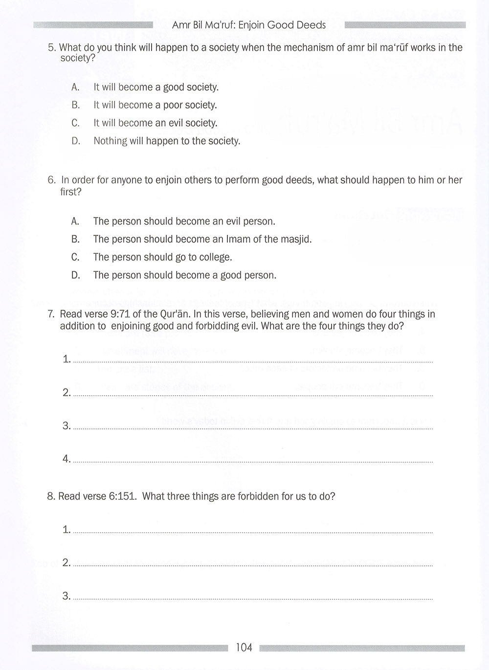 Weekend Learning Islamic Studies Workbook Level 7