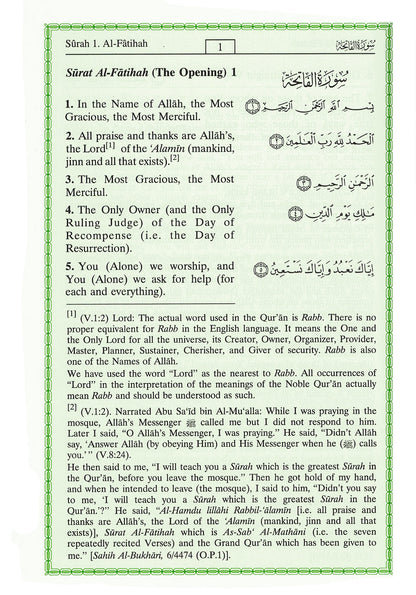 Interpretation of The Meanings of The Noble Quran in English (7x10 in)